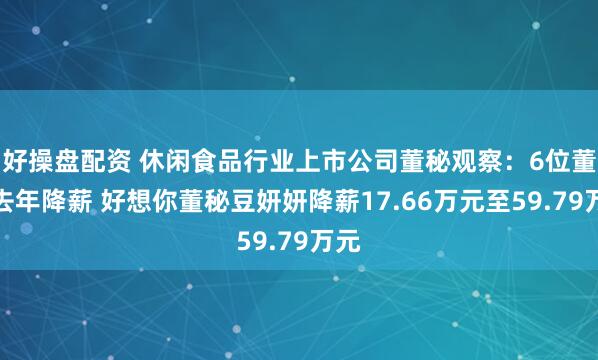 好操盘配资 休闲食品行业上市公司董秘观察：6位董秘去年降薪 好想你董秘豆妍妍降薪17.66万元至59.79万元